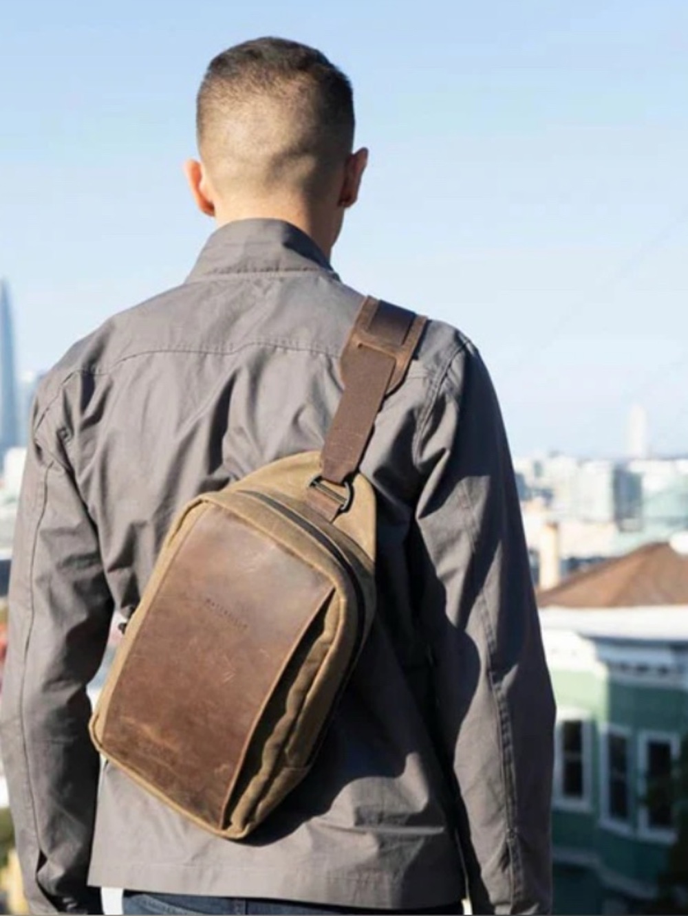 Waterfield Designs (sfbags) Sutter Tech Sling Bag, Leather, Waxed Canvas - Picture 7 of 7